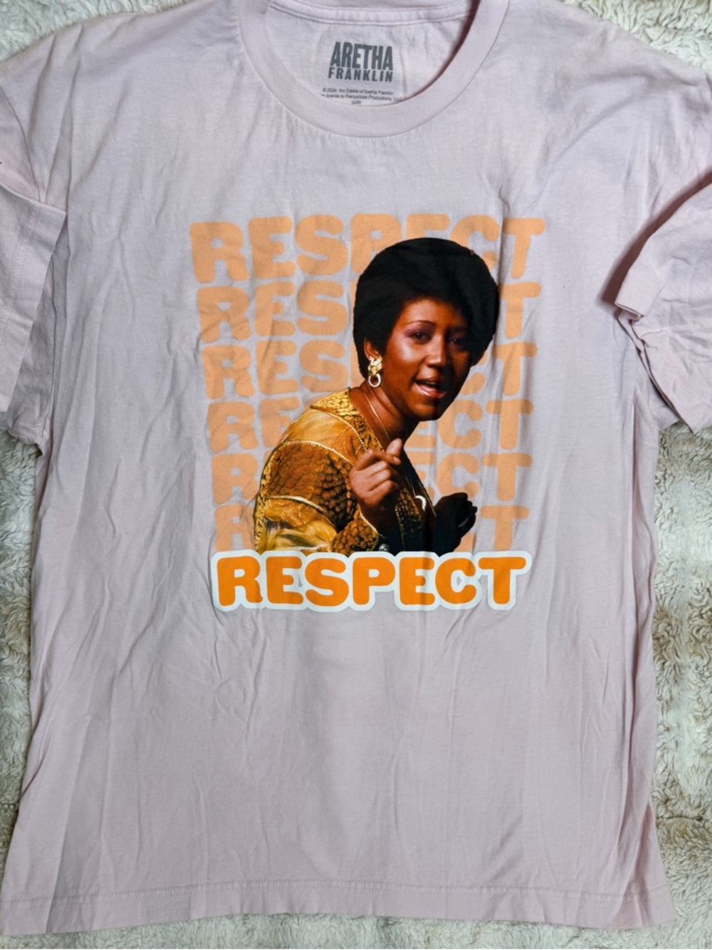 Aretha Franklin "Respect" Graphic Tee - Light Pink